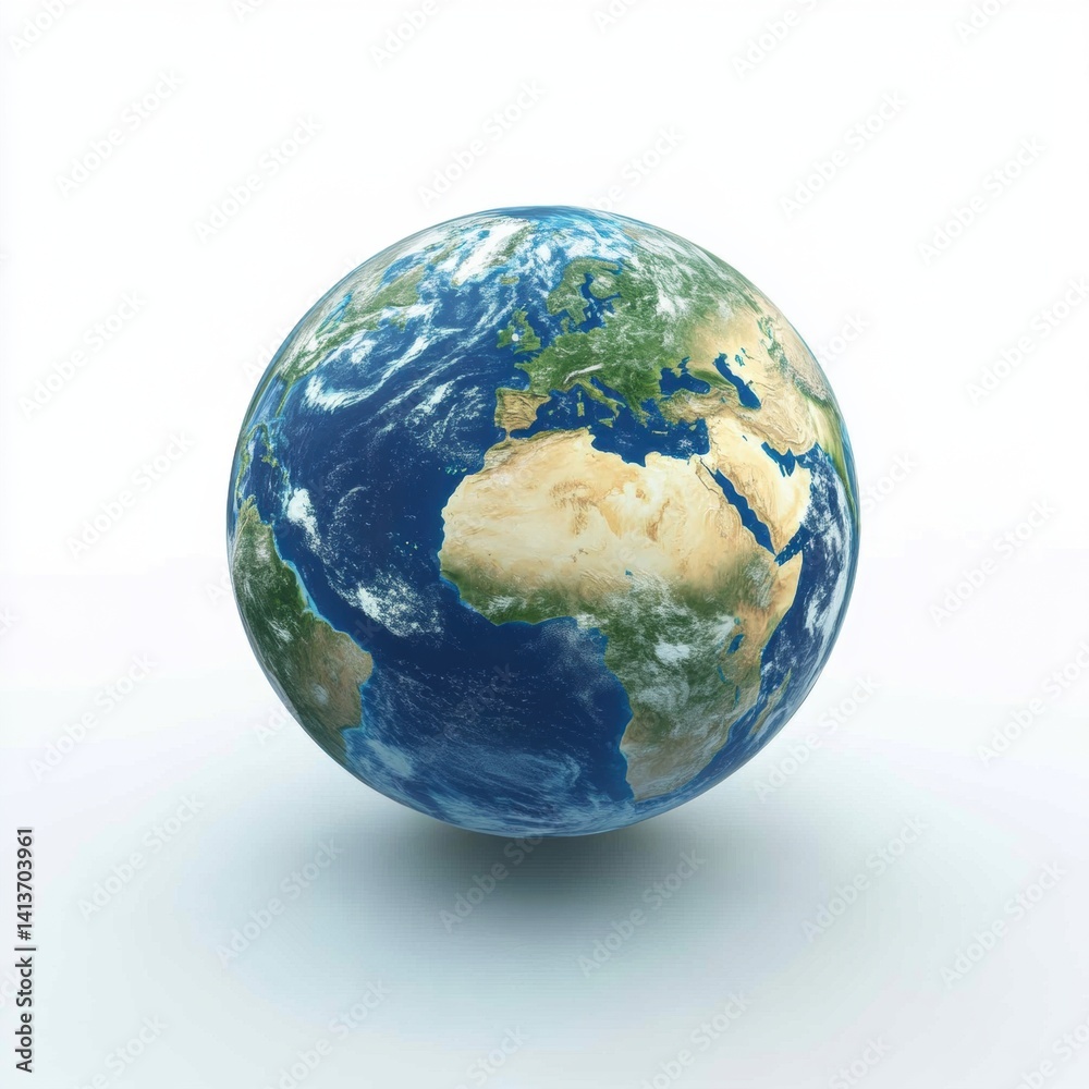 Fototapeta premium 3 d render of earth planet detailed global view nature environment science education