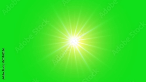 Top center sun rays or god bless rays on green screen. 4K white spotlight effects, sun burst with digital lens flare background.
Lens Flare Chroma Key Green Screen. Optical Lens flare Green Screen
