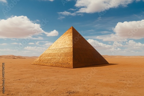 A mysterious sci-fi pyramid on Mars, surrounded by red sand dunes under a dusty sky