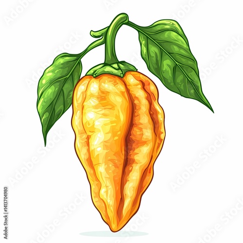 Vibrant Orange Habanero Peppers: Fresh Organic Spicy Ingredient for Hot Cuisine and Healthy Recipes