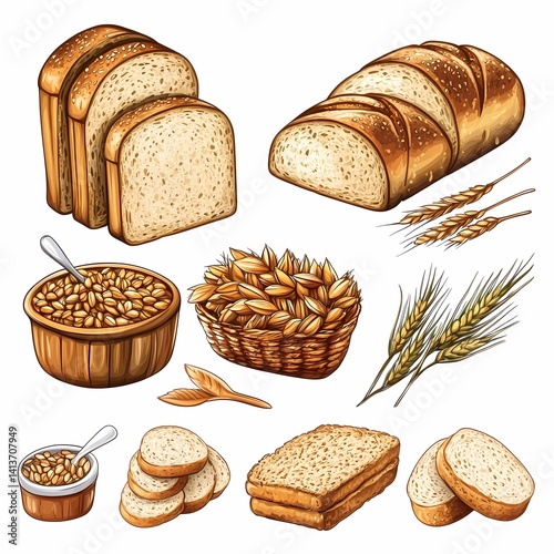 Whole Grain Organic Bread: Freshly Sliced Loaf for Healthy Eating and Nutrition