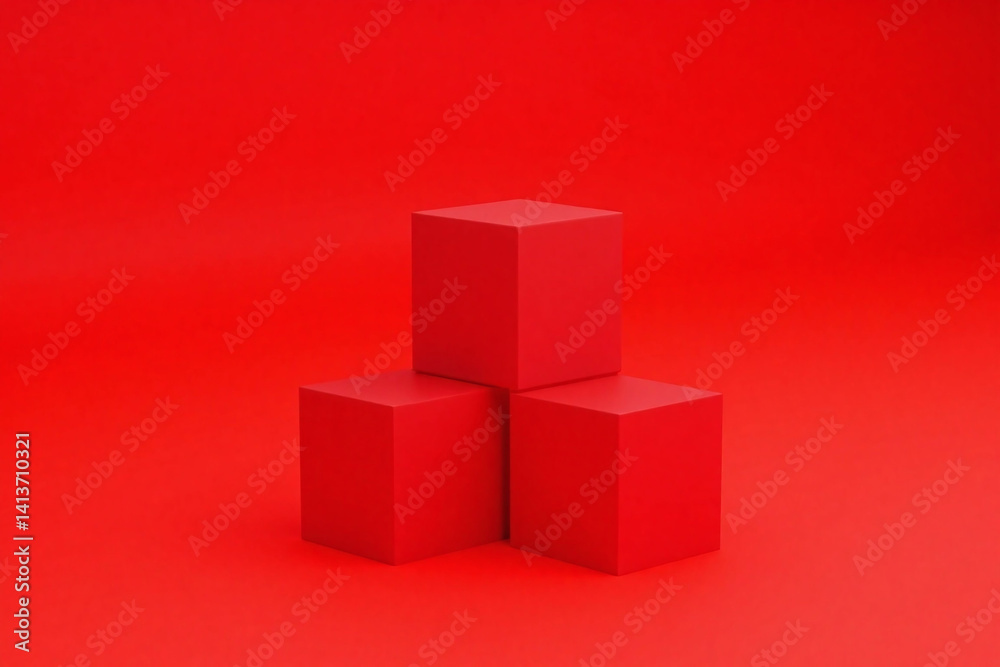 Obraz premium red background with three red cubes on it