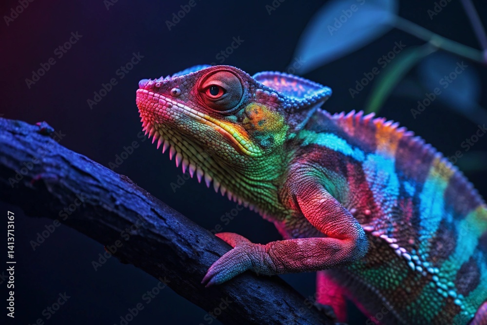 Chameleon Under UV Light - generated by ai Chameleon Under UV Light - generated by ai
