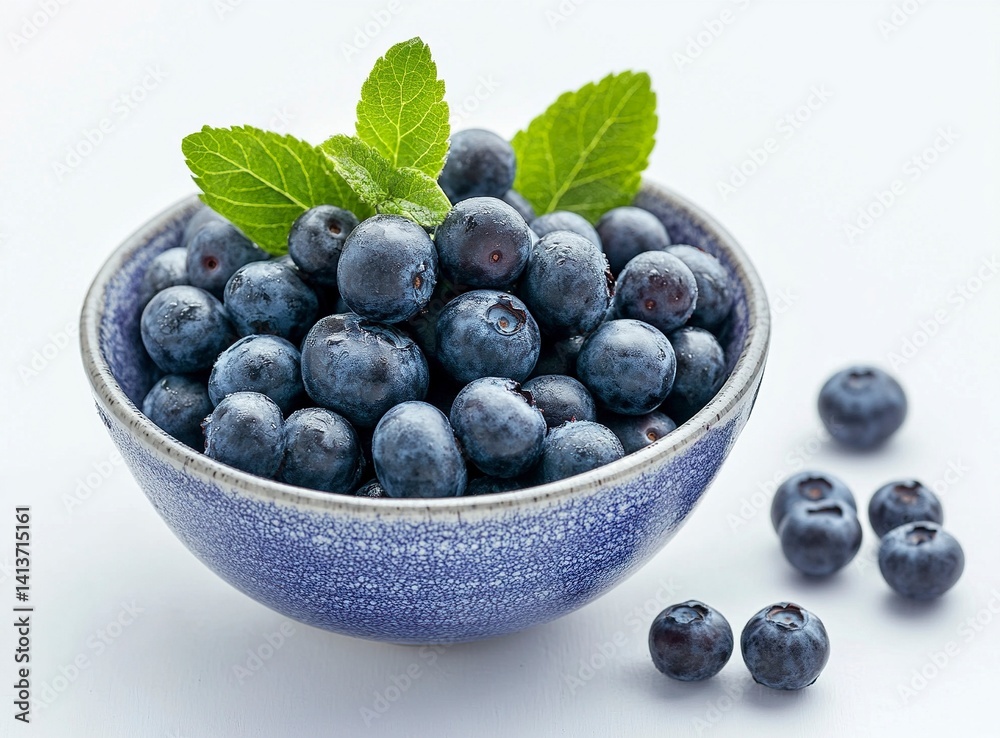 A bowl of fresh blueberries on a white background, high-resolution photography, stock photo, commercial photoshoot, advertising lighting, 50mm lens. A bowl of fresh blueberries on a white background, high-resolution photography, stock photo, commercial photoshoot, advertising lighting, 50mm lens.