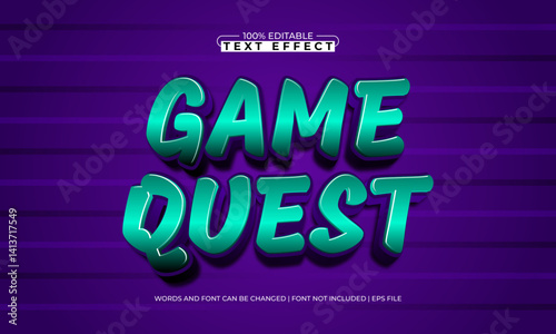game quest editable text effect with a gaming and play text style