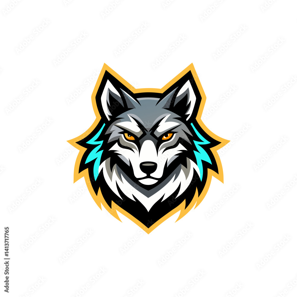 Fototapeta premium Wolf head vector graphic emblem.