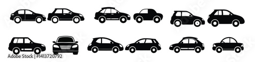 Black silhouettes set of cars icons Vector
