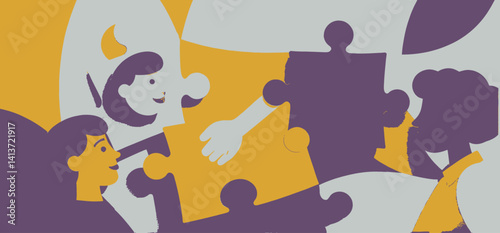 Diverse Teamwork Concept_Colorful Puzzle Pieces_Illustrating Collaboration_Cooperation and Inclusion in Business_Community_and Education_Visual Metaphor for Unity and Problem Solving