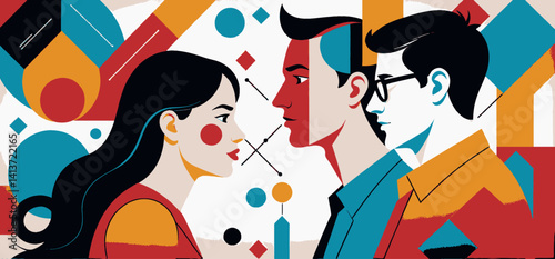 Geometric_Abstract_Illustration_of_Three_People_Colorful_Shapes_Modern_Art_Design_Portrait_of_a_Woman_and_Two_Men_Contemporary_Artwork_Faces_in_Abstract_Style