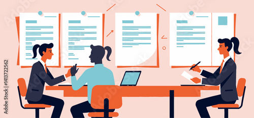 Teamwork_and_Collaboration_Illustration_of_People_Discussing_Documents_in_an_Office_Setting_Business_Meeting_and_Project_Planning_with_Diversity_in_Team_Members