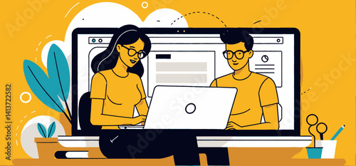 Teamwork_and_Collaboration_Illustration_of_Two_Professionals_Working_Together_on_a_Project_Depicting_Communication_and_Shared_Goals_Office_Environment