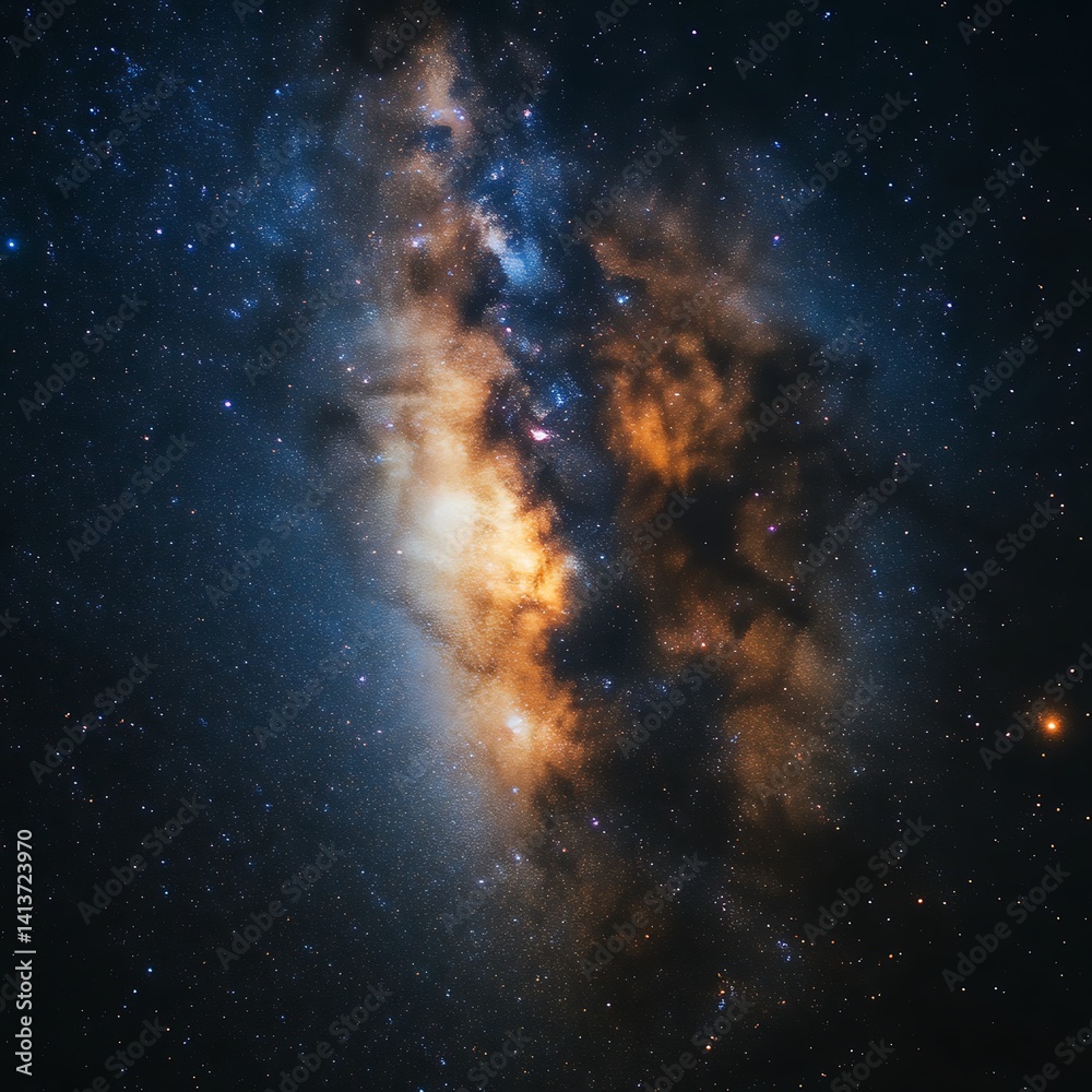 Fototapeta premium Celestial nebula with vibrant hues and cosmic dust