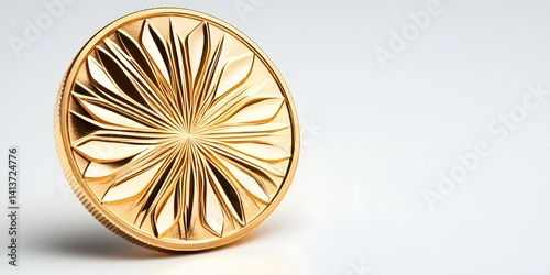Gleaming Gold Challenge Coin Isolated