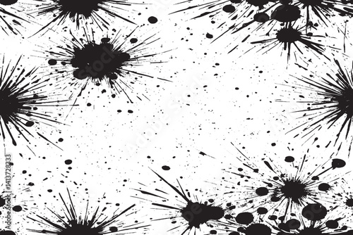 Black Ink Explosion Splatter Background for Posters, Flyers, T-Shirts, Grunge Art and Digital Design
