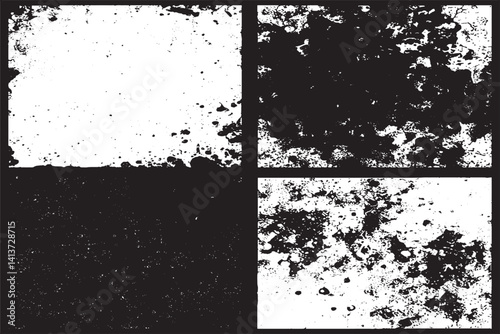 Grunge Ink Splatter Texture Set – Abstract Black and White Backgrounds for Graphic Design & Art
