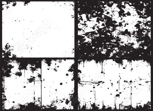 Grunge Ink Texture Set – High-Contrast Black and White Backgrounds for Design and Art Projects