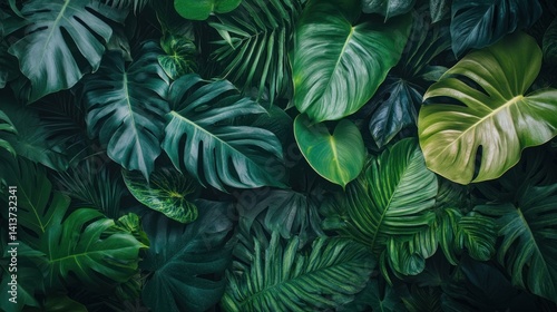 Wallpaper Mural lush green tropical foliage displaying varied textures and shapes creating an immersive botanical environment with striking visual impact Torontodigital.ca
