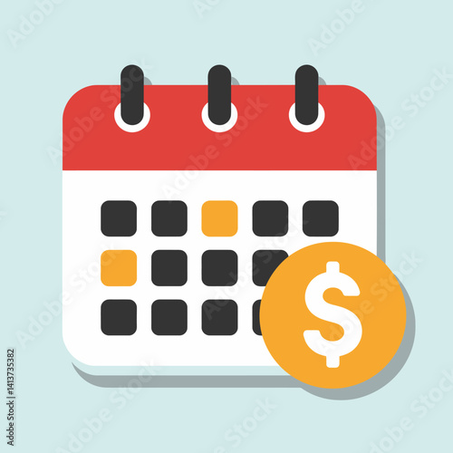 Calendar Date with Dollar Symbol - Recurring Payment Schedule Illustration