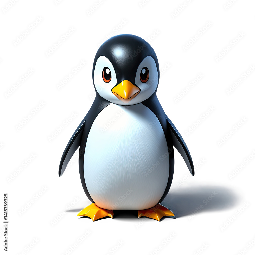 Fototapeta premium Charming Waddle: The Playful Personality of a Cartoon Penguin