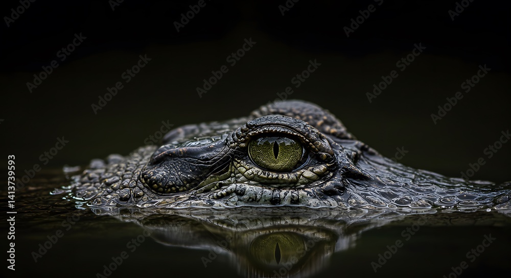 Fototapeta premium Crocodile Eye in Dark Water.