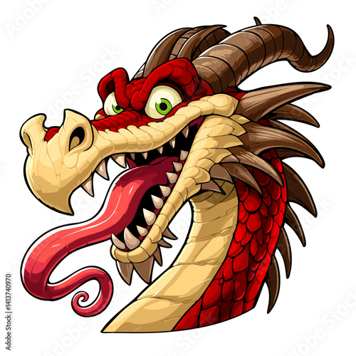 Dragon Cartoon Head Stare