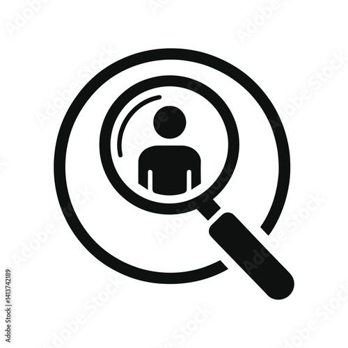 Magnifying Glass Focused on Person Icon