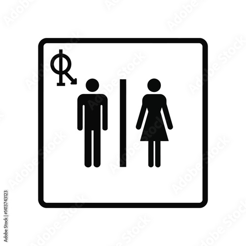 Restroom sign icon with male and female symbols, representing gender-specific facilities