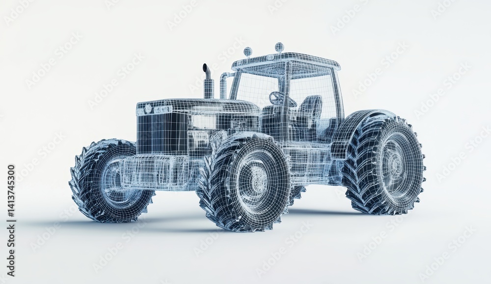 Obraz premium 3D Model Farm Tractor Wireframe