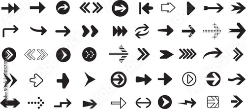 arrow icon collection, silhouette of vector arrow icons, various arrow vector designs