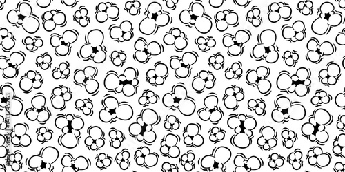 Popcorn pattern Background. doodle popcorn. popcorn seamless pattern background. Popcorn pattern for packaging snacks. Popcorn fluffy flakes pattern.