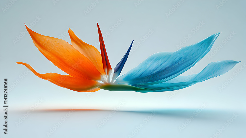 Close Up Bird Of Paradise Flower In Orange And Blue Colors Close Up Bird Of Paradise Flower In Orange And Blue Colors