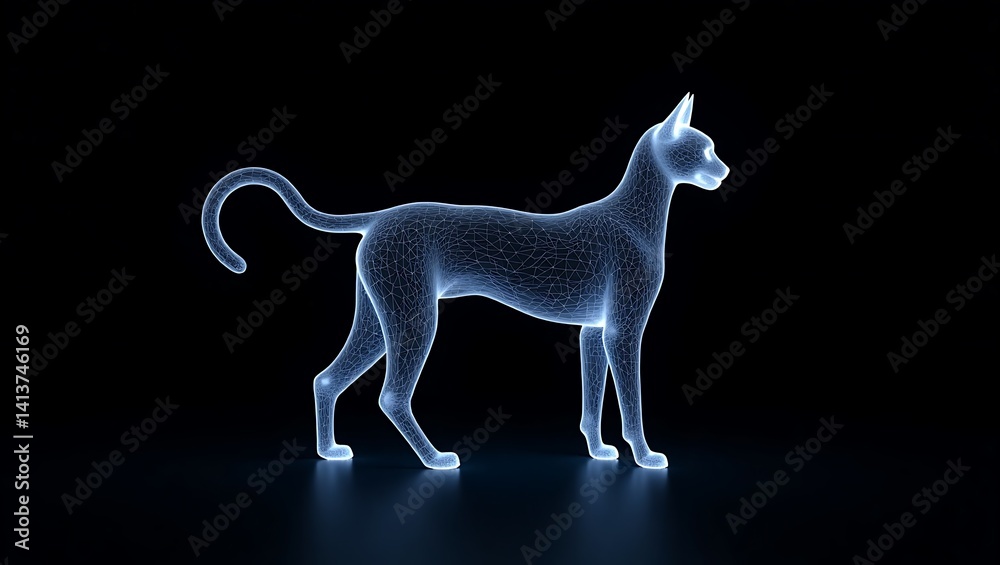 Fototapeta premium Stretching Cat 3D – Playful Feline Digital Art