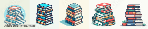 Vector collection of a stack of colorful books