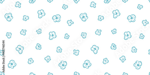 Popcorn pattern Background. doodle popcorn. popcorn seamless pattern background. Popcorn pattern for packaging snacks. Popcorn fluffy flakes pattern.