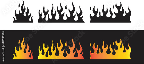 Burning fire flame Fire Flame Vector design fire flame vector icons silhouette fire flame on white background