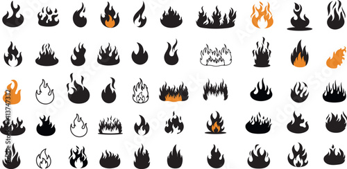 Fire Flame Vector design fire flame vector icons silhouette fire flame on white background