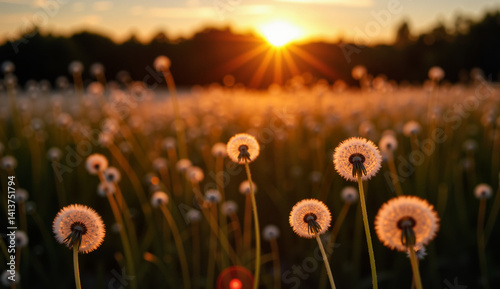 field of dandelions