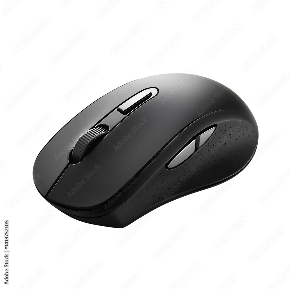 Black Wireless Computer Mouse isolated on white background, Wireless computer mouse on white With work path. Black Wireless Computer Mouse isolated on white background, Wireless computer mouse on white With work path.