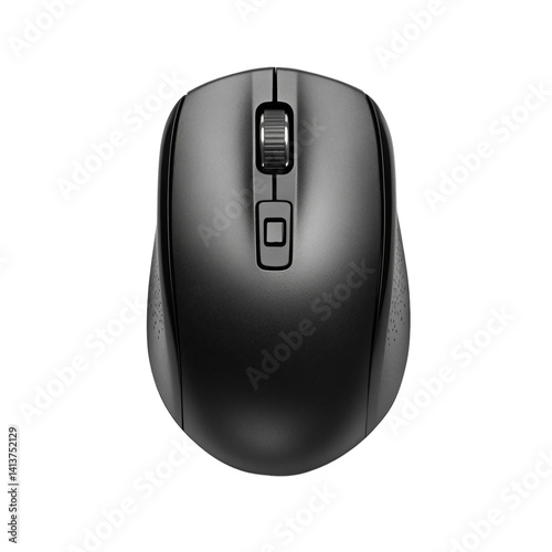  Black Wireless Computer Mouse isolated on white background, Wireless computer mouse on white With work path.