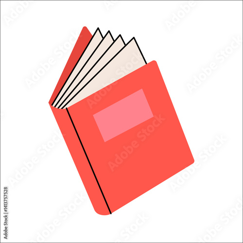 red notebook vector, paper, note, blank, book, office, business