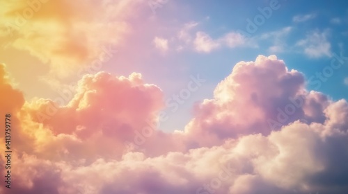 Wallpaper Mural Soft pastel hues of clouds paint the sky at sunset, creating a peaceful ambiance as day transitions to night Torontodigital.ca