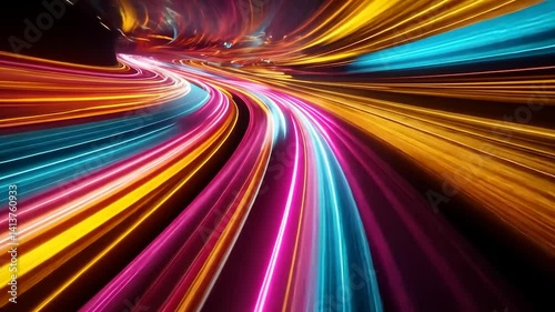 Abstract vibrant light streaks tunnel