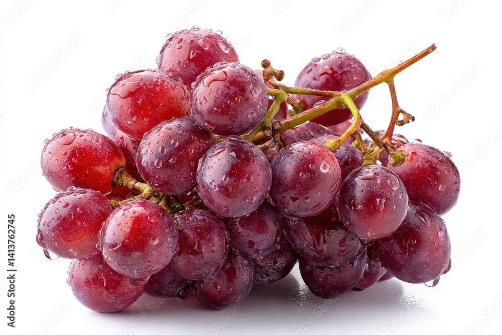 Fresh Red Grapes with Water Droplets on White Background Close Up Fresh Red Grapes with Water Droplets on White Background Close Up