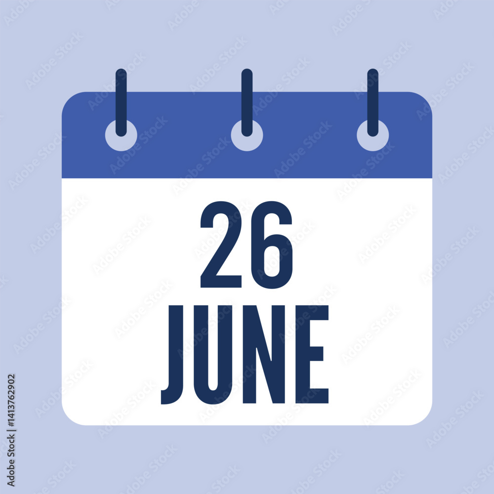 26 June Calendar, Isolated Vector Calendar. 26 June Calendar, Isolated Vector Calendar.