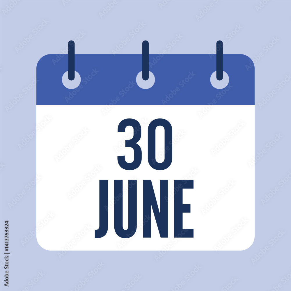 30 June Calendar, Isolated Vector Calendar. 30 June Calendar, Isolated Vector Calendar.