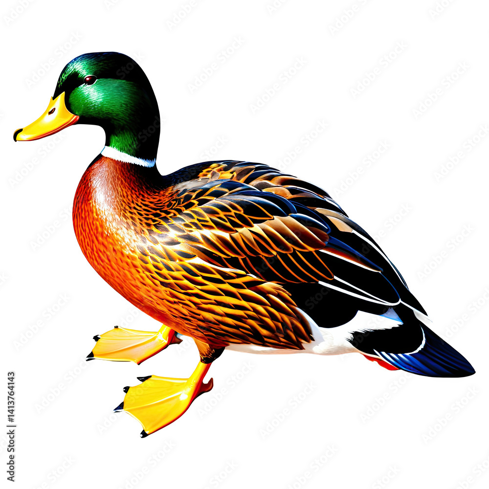 Obraz premium Vibrant Duck: A Splash of Nature in Illustration