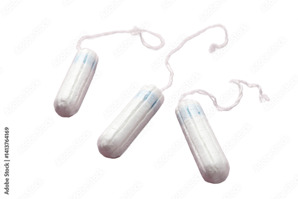 Feminine hygiene and menstruation, Tampons and feminine hygiene products displayed together, isolated on white, PNG