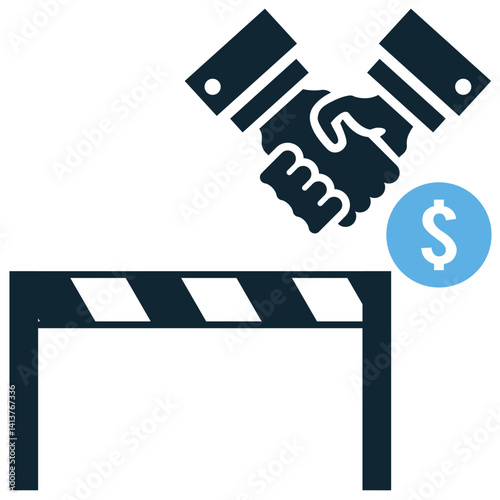 Trade barrier icon vector for tariffs, restrictions, and economic limitations. Ideal for global business strategy, international policy, and commerce control design.