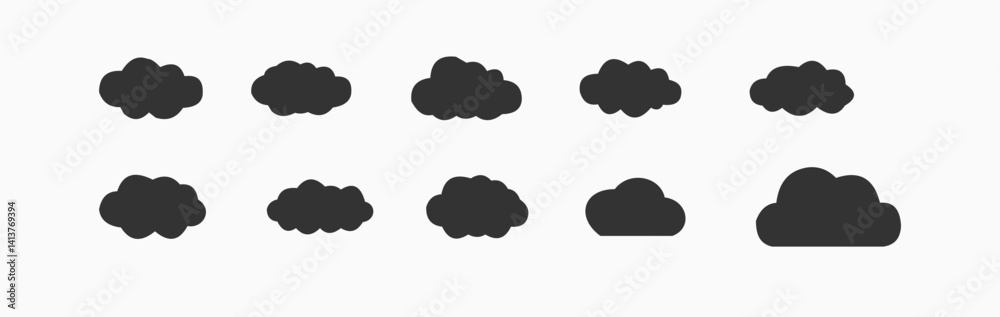 Cloud icon set. Simple cloudy shapes. Cartoon white puffy, fluffy and cumulus clouds in blue sky. Abstract comic weather elements. Cloud Vector Stock Collection Cloud icon set. Simple cloudy shapes. Cartoon white puffy, fluffy and cumulus clouds in blue sky. Abstract comic weather elements. Cloud Vector Stock Collection