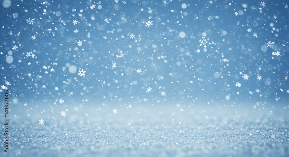 Falling Snowflakes: Serene Winter Scene with Sparkling Glitter Falling Snowflakes: Serene Winter Scene with Sparkling Glitter